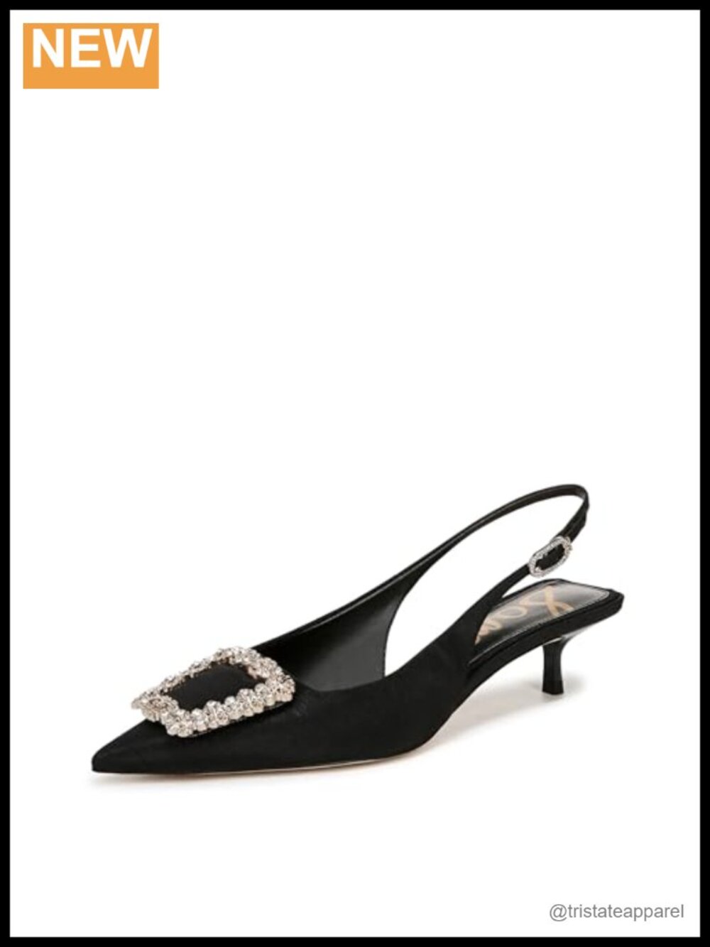Pointed Toe Slingback Kitten Heel Pump with Buckle